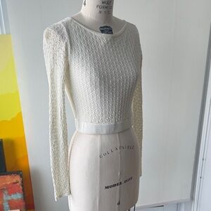 Guess White Textured Long Sleeve Top
